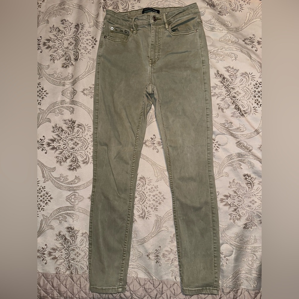 Calvin Klein Jeans US 2 High Waisted Olive Denim Skinny Jeans